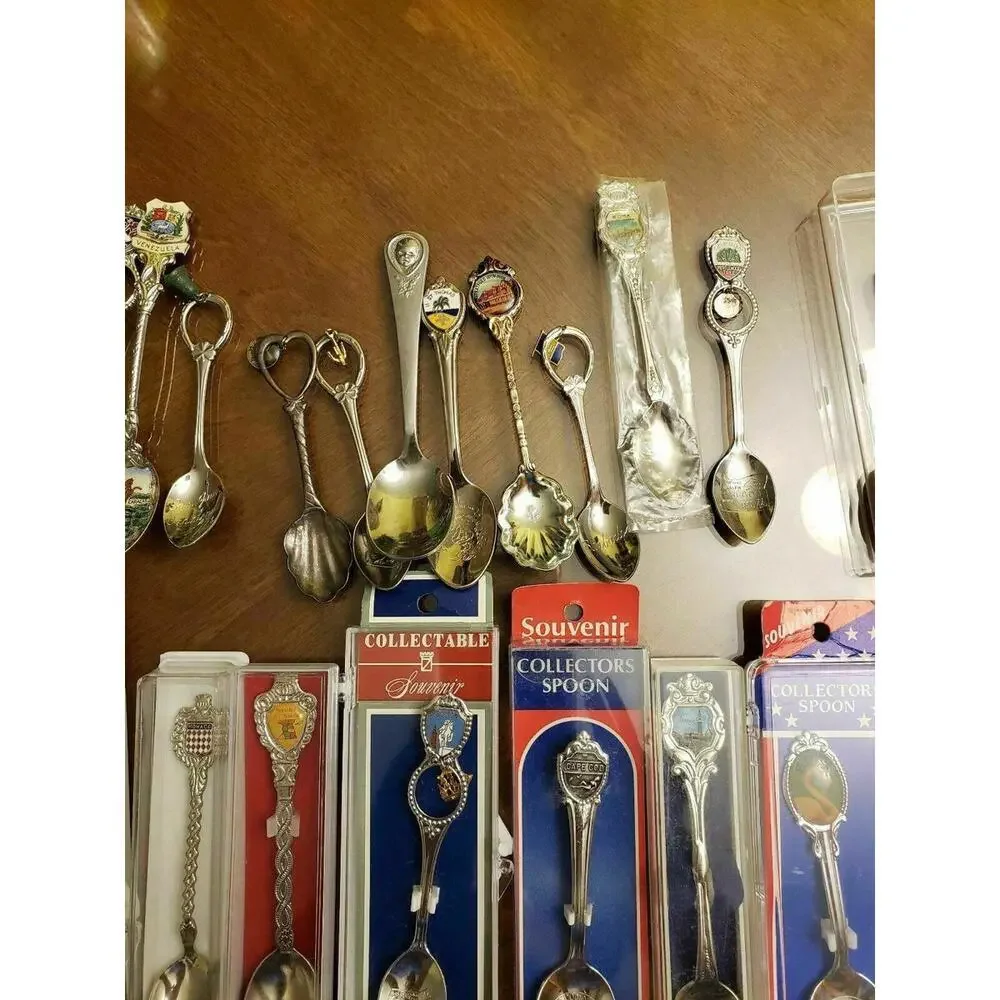 Collector Souvenir Spoon Collection Lot of 29 Silverstone USA State Foreign